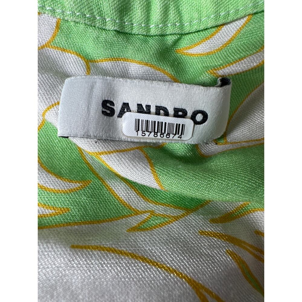 Sandro Ludmila Dress Linen Blend Floral Sleeveless Cutout Maxi Green 36 US 2-4 - Picture 11 of 12